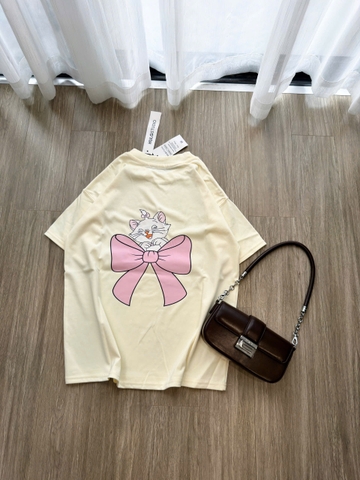 a568- Áo thung suông in MÈo vàng nhạt chất đẹp