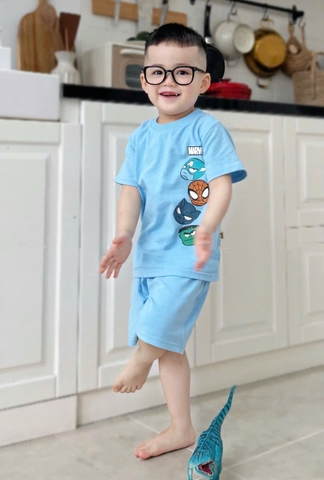 CB332- Combo 2 bộ xược xanh trắng NHỆN in full mặc dáng cộc