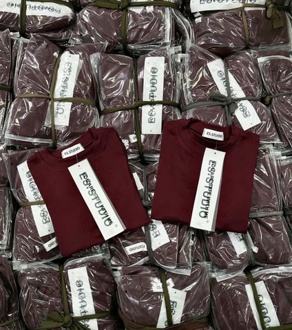 A178-Áo thun díp đỏ kín cổ màu đỏ đô