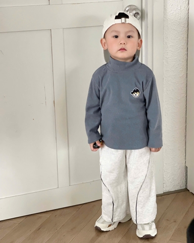 Cb422-Combo 3 áo díp lông giữ nhiệt cao cổ thêu gấu cho bé