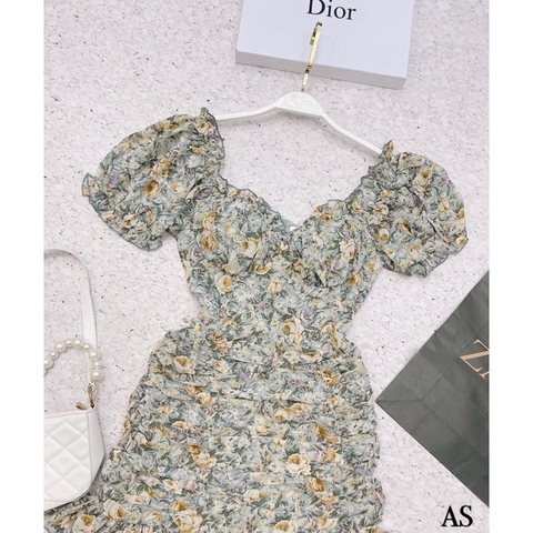 ⚡️BÁN SỈ⚡️Đầm hoa nhí nhún thân tay bồng