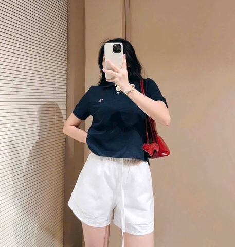 A255-Combo 2 áo polo nữ thêu gấu WH than trắng