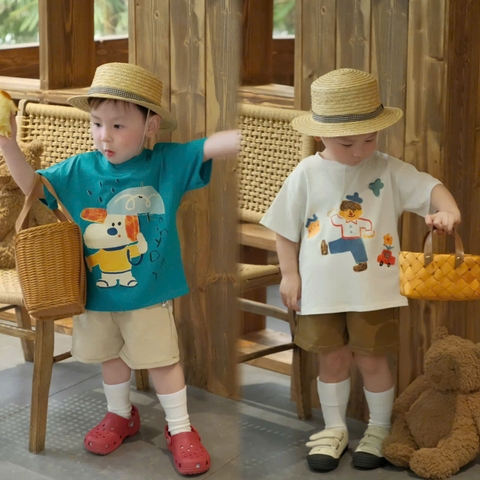 BT899-combo 2 áo thun XANH-TRắng chất cotton loại đẹp