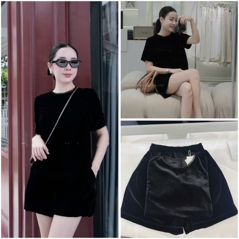 Set740- SET NHUNG PHỐI REN NƠ SAU