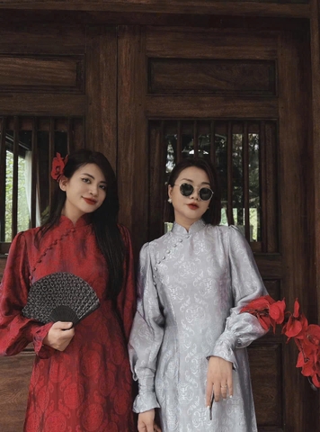 ☘️SET392- SET ÁO DÀI CHỮ TAY BỒNG CÚC BỌC🌺