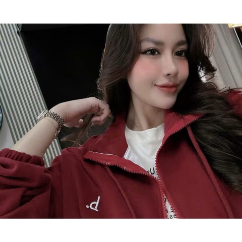 A413-Áo khoác nỉ haida đỏ kéo khoá