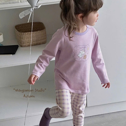 CB341- Combo 3 bộ thun dài tay màu tím bé gái