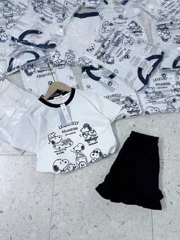 Set622- Bộ snop cpaso trắng viền mix quần cọc bèo than