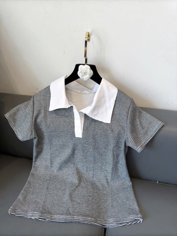 A289- Áo thun kẻ đen cổ đức phối trắng chất zio loại đẹp