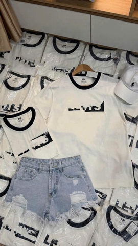 A580-Áo thun trắng chữ đen hàng hịn tem gáy xuất