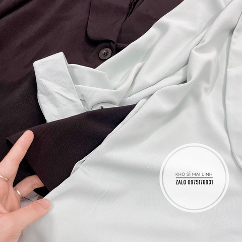 Vest vạt bầu 2 màu xanh nhạt,đen chât trượt Thái 1 lớp