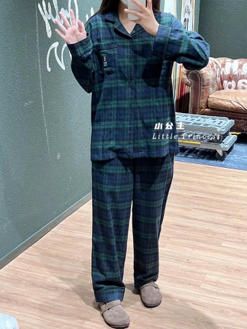 SET423-Bộ pijama kẻ caro Gấu  WHOAU