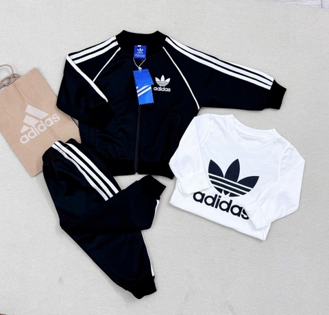 BN129-Combo 3 món cho bé gồm áo khoác, quần nỉ dài và áo thun trắng VNXK