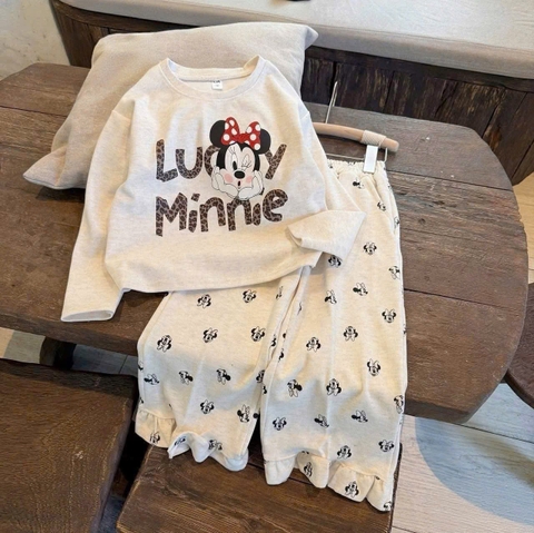 Bt742- bộ len tăm lông thỏ MINNe 3 màu quần suông