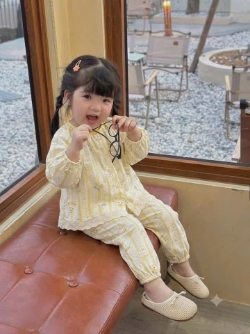 BT1015-Combo 2 bộ pijama dài tay bé gái