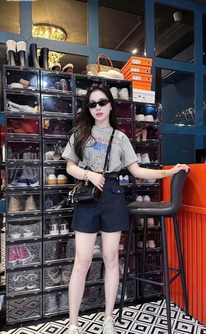 ☘️ SET564- SET QUẦN JEANS NGỐ NẮP TÚI ÁO KẺ  🌿