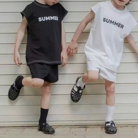 CB262-Combo 2 bộ SUMMER đen trắng trẻ em chất coton 2 chiều