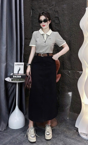 A264- Áo thun polo kẻ ngang