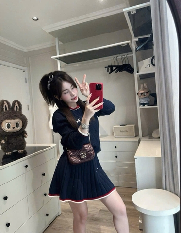 Set765- Set len dài tay 3 màu CV xếp ly hàng Quảng Châu