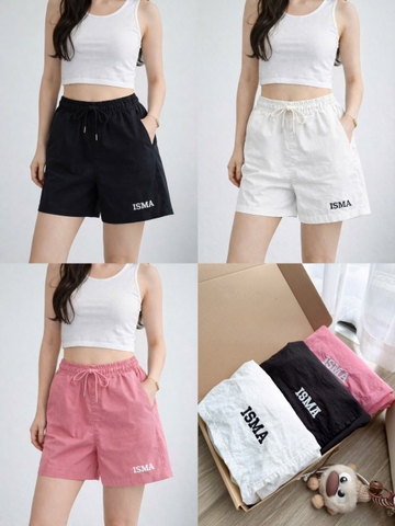 QUAN101- Set 3 quần short cộc cạp chun đen trắng hồng