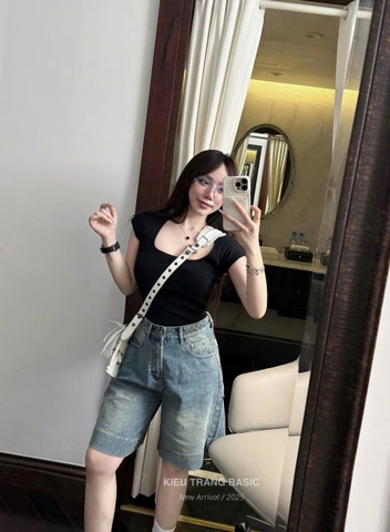 QUAN028-Quần jean đùi ống rộng