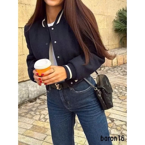 A147-Áo bomber tím than viền trắng