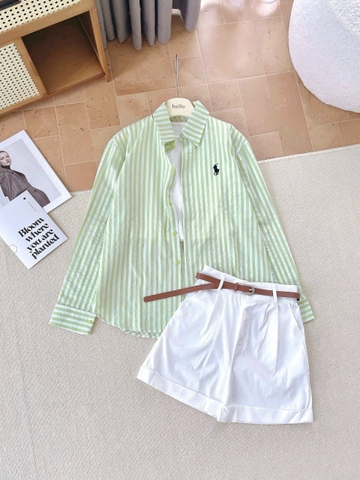 set609- set 4 kèm sơ mi mix cùng quần short + áo tặng belt 4 màu