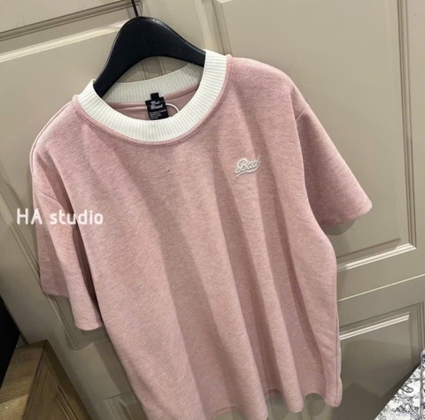 A251-ÁO Thun dáng suông rộng Hồng passtel vải cotton tăm