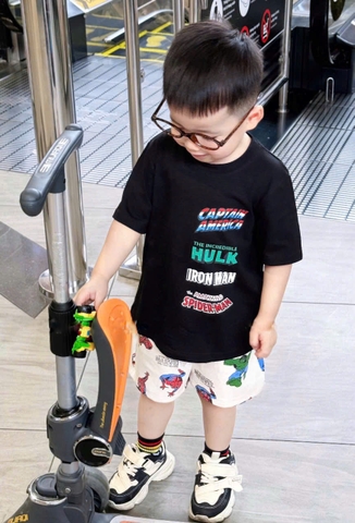 BT274-Bộ khủng lồ xanh HUK đen trắng bé trai in cao cấp