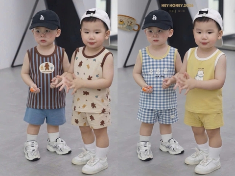 BT907- cOMBO 2 BỘ balo kiểu Honey 3 màu trẻ em