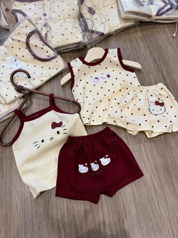 BT948-CB 2 bộ KITTY TOONH ĐỎ DÁNG CỘC MIX ÁO DÂY cotton