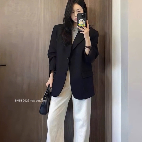 A770- Áo blazer đen xám đủ túi BNBb