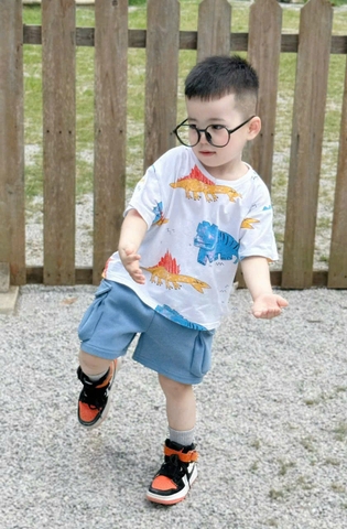 BT503- Bộ KL loang áo cotton mix quần cua túi hộp xanh nhạt