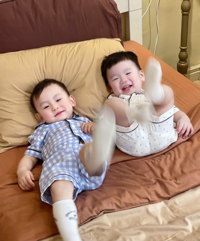 CB245-Combo 2 bộ PIJAMA kẻ karo chạy viền trẻ em chất đũi tằm