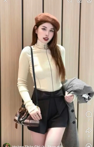 💎 SET431-SET ÁO LEN HÀN CỔ CAO MIX  QUẦN  NƠ ☘️