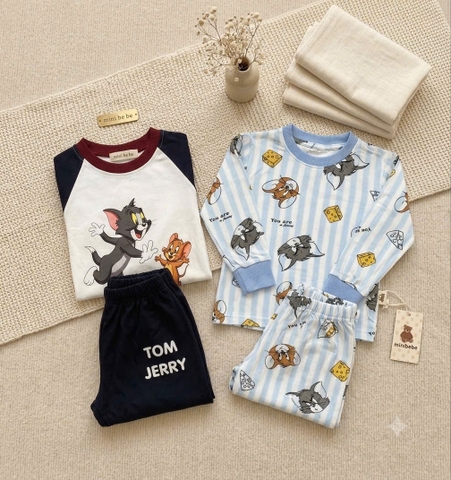 bT1051- Combo 2 bộ cotton Minibebe Tom-Jerry than kẻ