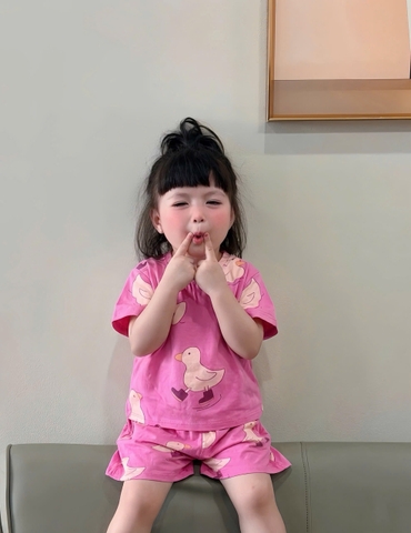 BT904-Combo 3 bộ cotton cộc tay hồng cho bé gái 9-24kg