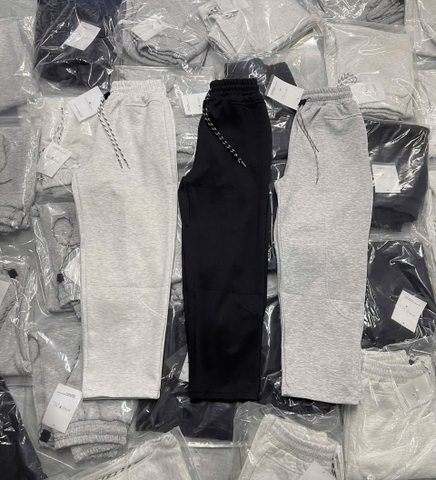 Quan087-Quần baggy nỉ suông ống rộng cạp chun 3 màu