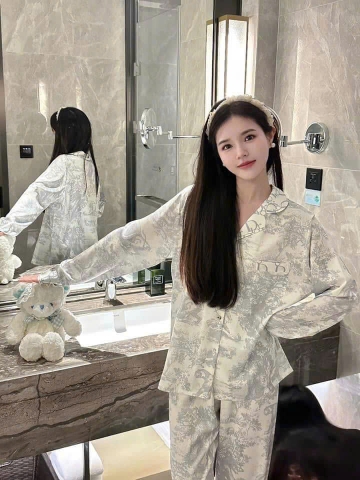 SET352-Bộ lụa dài tay QUẢNG CHÂU màu xanh đá nhạt