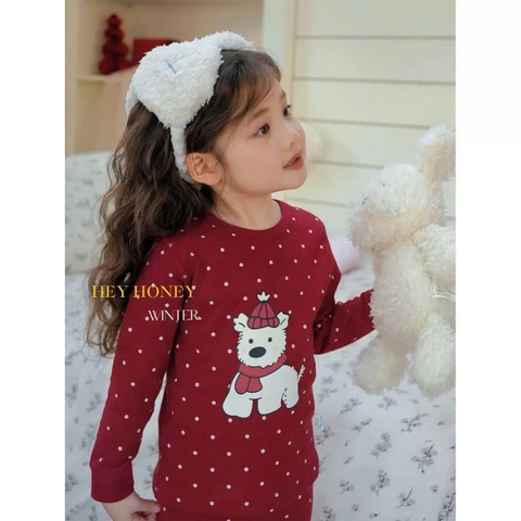 Cb397- Combo 2 bộ gái dài tay viền ren đỏ- trắng