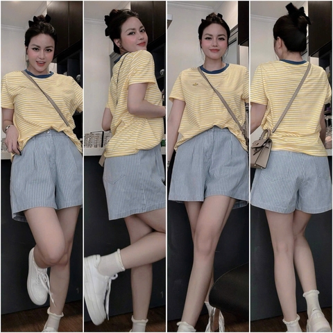 Set606- SET BỘ KẺ ÁO KẺ VÀNG PHỐI THÊU 🌿