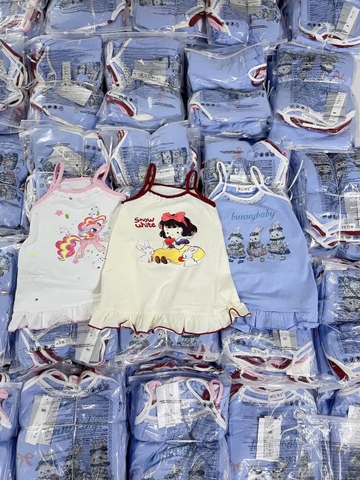 BT568- combo 3 váy dât bé gái chất cotton hoạ tiết in