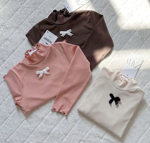 CB066- Combo 3 áo nơ ngực viền bèo trẻ em VNXK