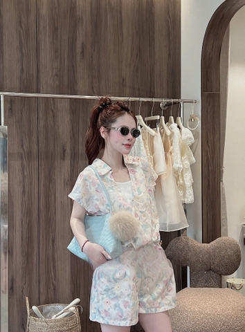 SET1023- Set cộc tay áo hoa phối cổ