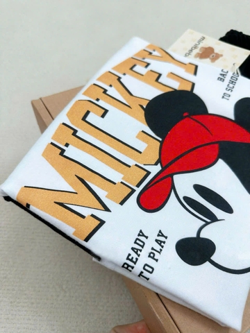 BN112- Bộ cotton MICKEY đen trắng mix quần cua