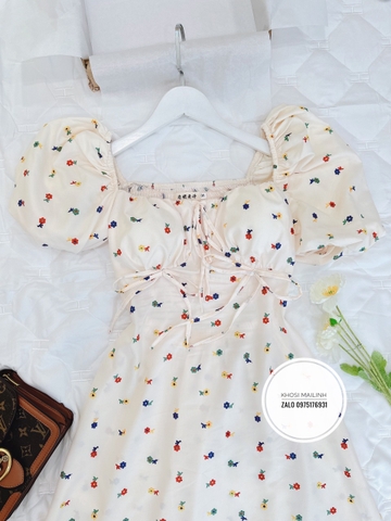 ĐẦM HOA CÚP NGỰC CHUN SAU ĐUÔI CÁ HOẠT TIẾT THÊU