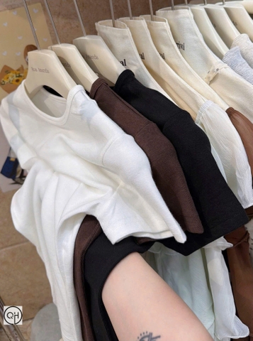 A641-Combo 3 Áo thun cộc tay cotton trắng đen nâu