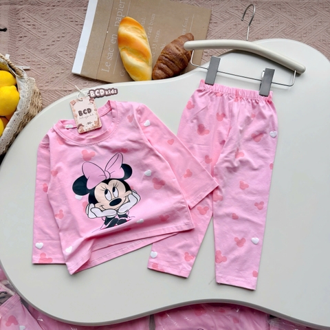 BT1004- Set 2 bộ thun dài tay MINIE hồng nâu cho bé gái