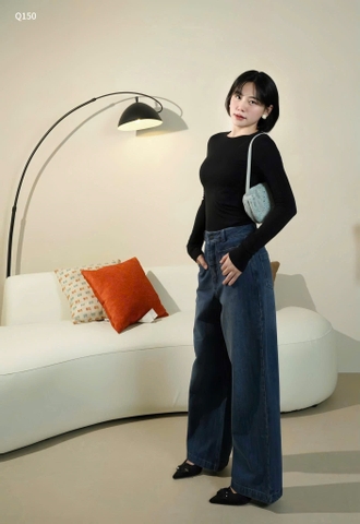 QUAN075-QUẦN JEANS ỐNG SUÔNG TÚI TRƯỚC HÀNG NHÀ MÁY
