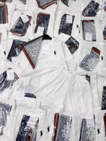 Set707- Set đũi trắng cộc tay 2 lớp tặng kèm khăn